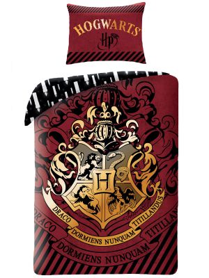 Harry Potter All Of Hogwarts Symbols With Flames Effect Bedding