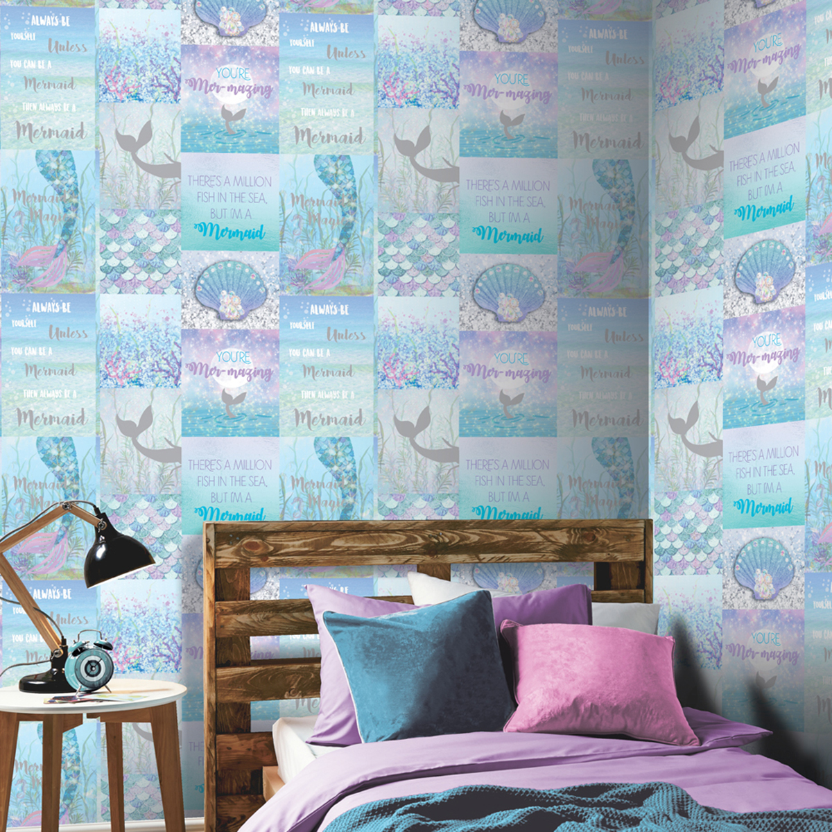 Mermazing Mermaid Glitter Wallpaper - Ice Blue- Arthouse 698304