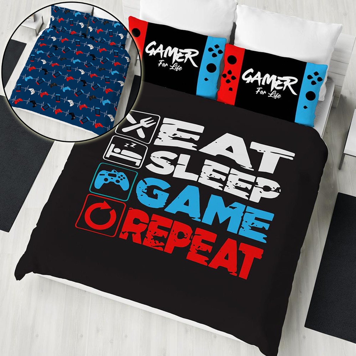Gamer for Life Double Panel Duvet and Pillowcase Set