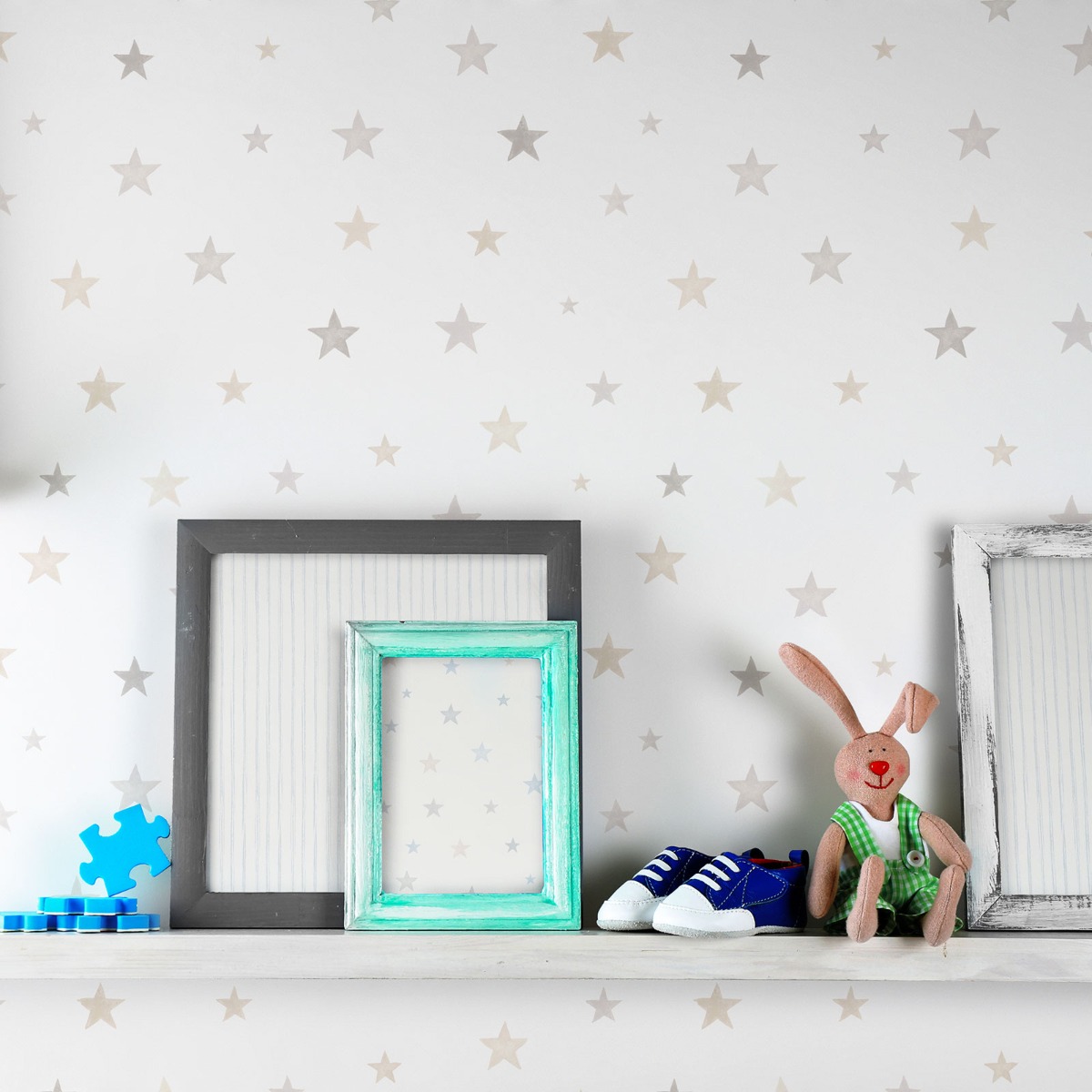 Little Ones Eco Stars Wallpaper Grey GranDeco LO2701