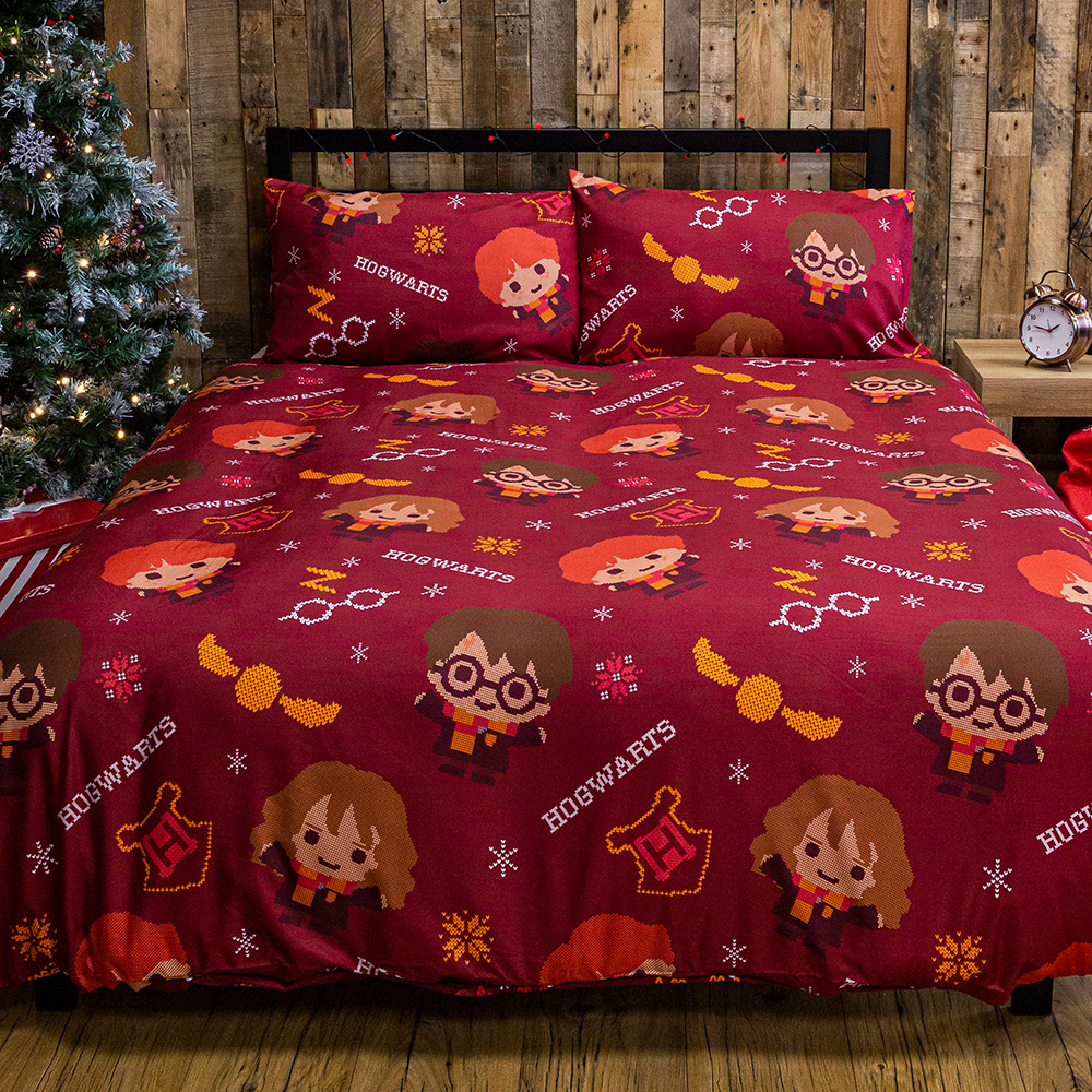 Harry Potter Christmas Charming Rotary Duvet Cover and Pillowcase Set