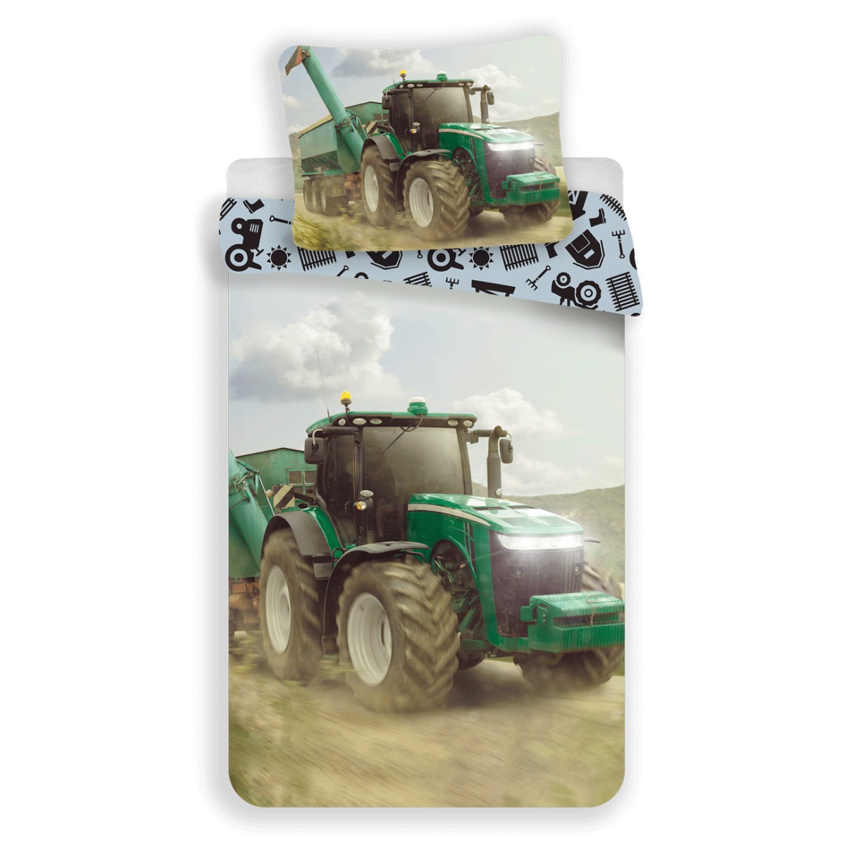 Tractor Single Cotton Duvet Cover and Pillowcase Set - European Size