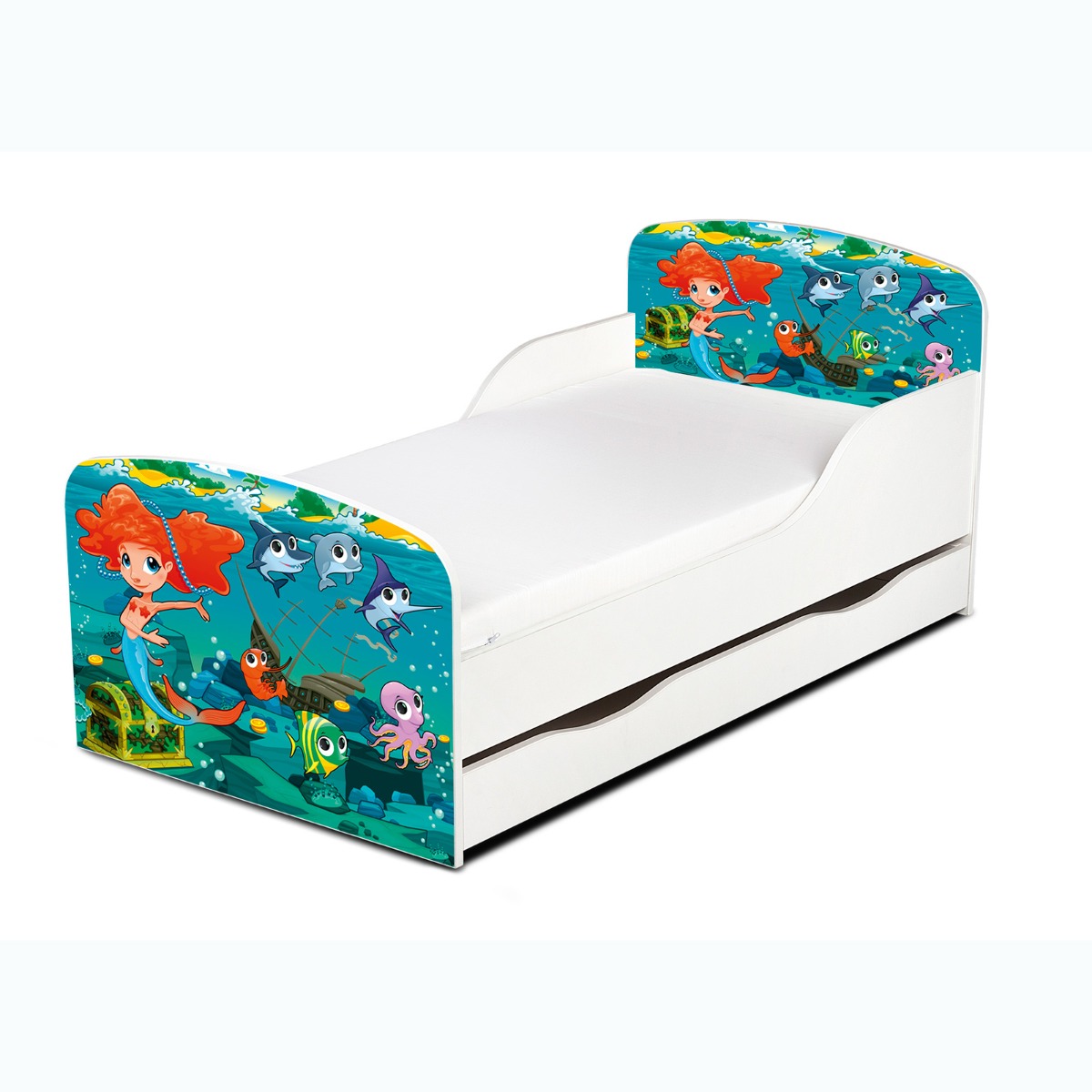 Mermaid Toddler Bed With Underbed Storage - Mattress Options Available