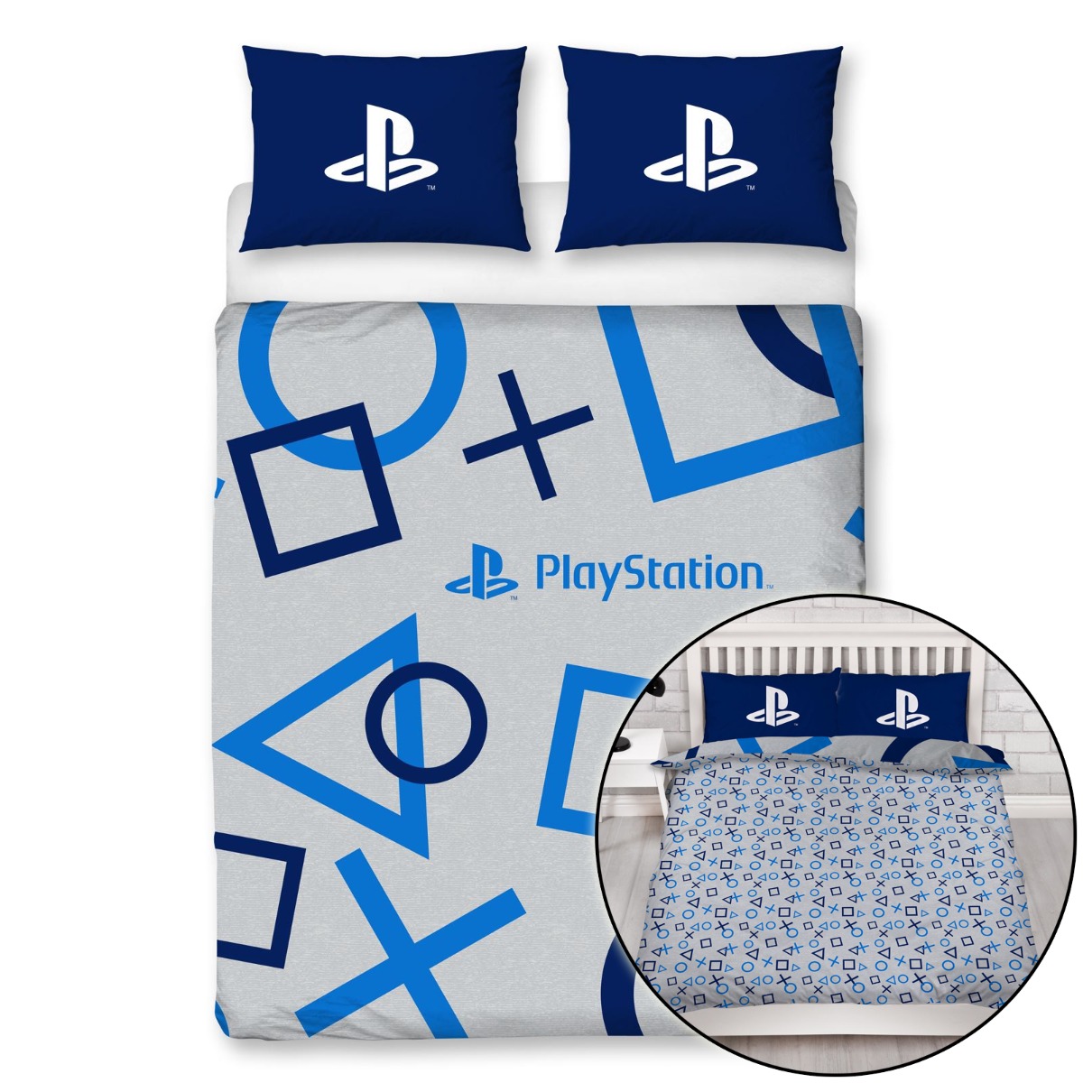 Playstation Blue Duvet Cover and Pillowcase Set