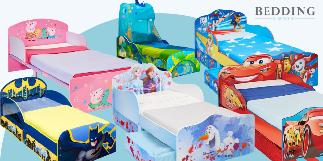 Themed toddler beds, characters like mini mouse, spiderman, peppa pig, thoas the tank engine