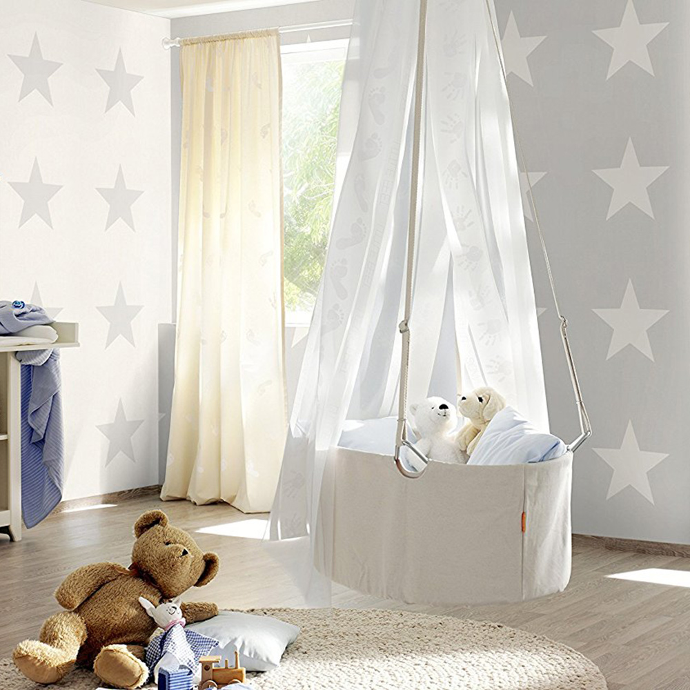 Star Wallpaper White on Grey Rasch 248128