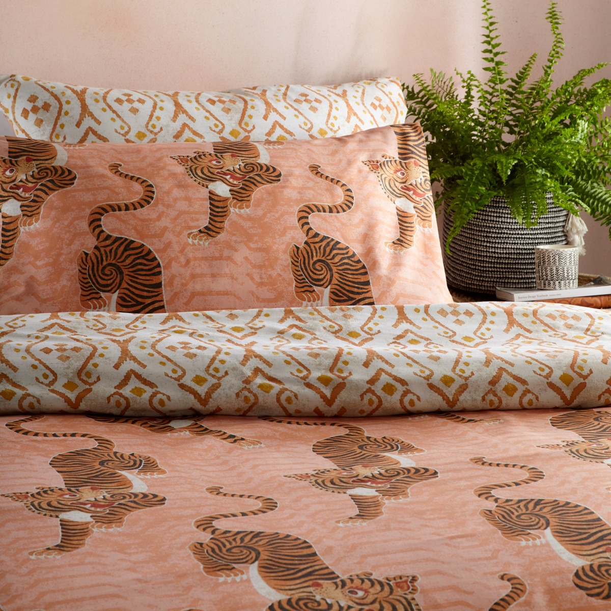 Furn Tibetan Tiger Duvet Cover Set Coral