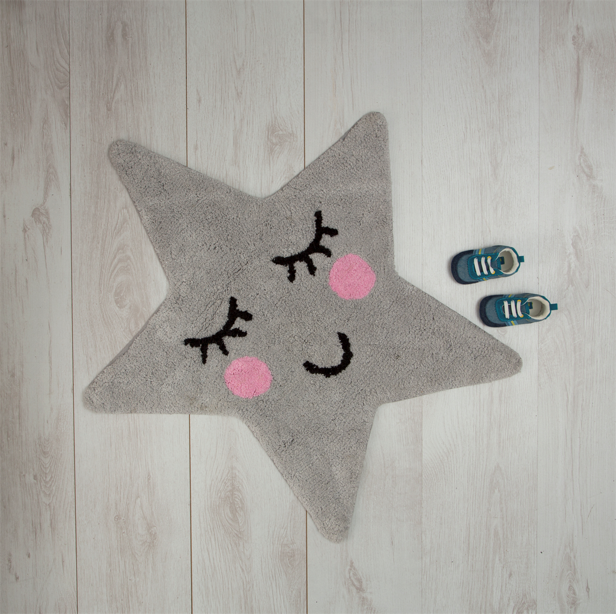 Sweet Dreams Grey Star Shaped Floor Rug