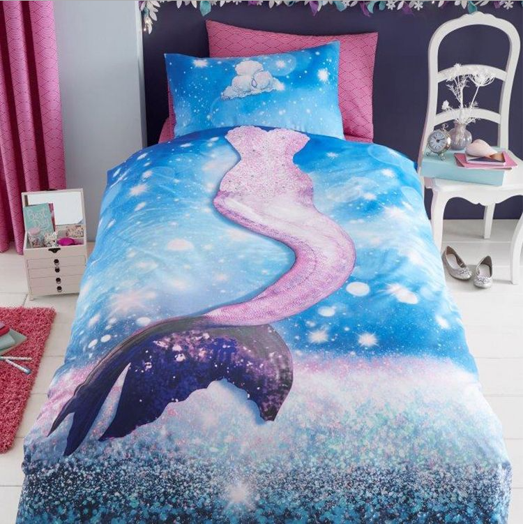 Mermaid Wave Single Duvet Cover and Pillowcase Set
