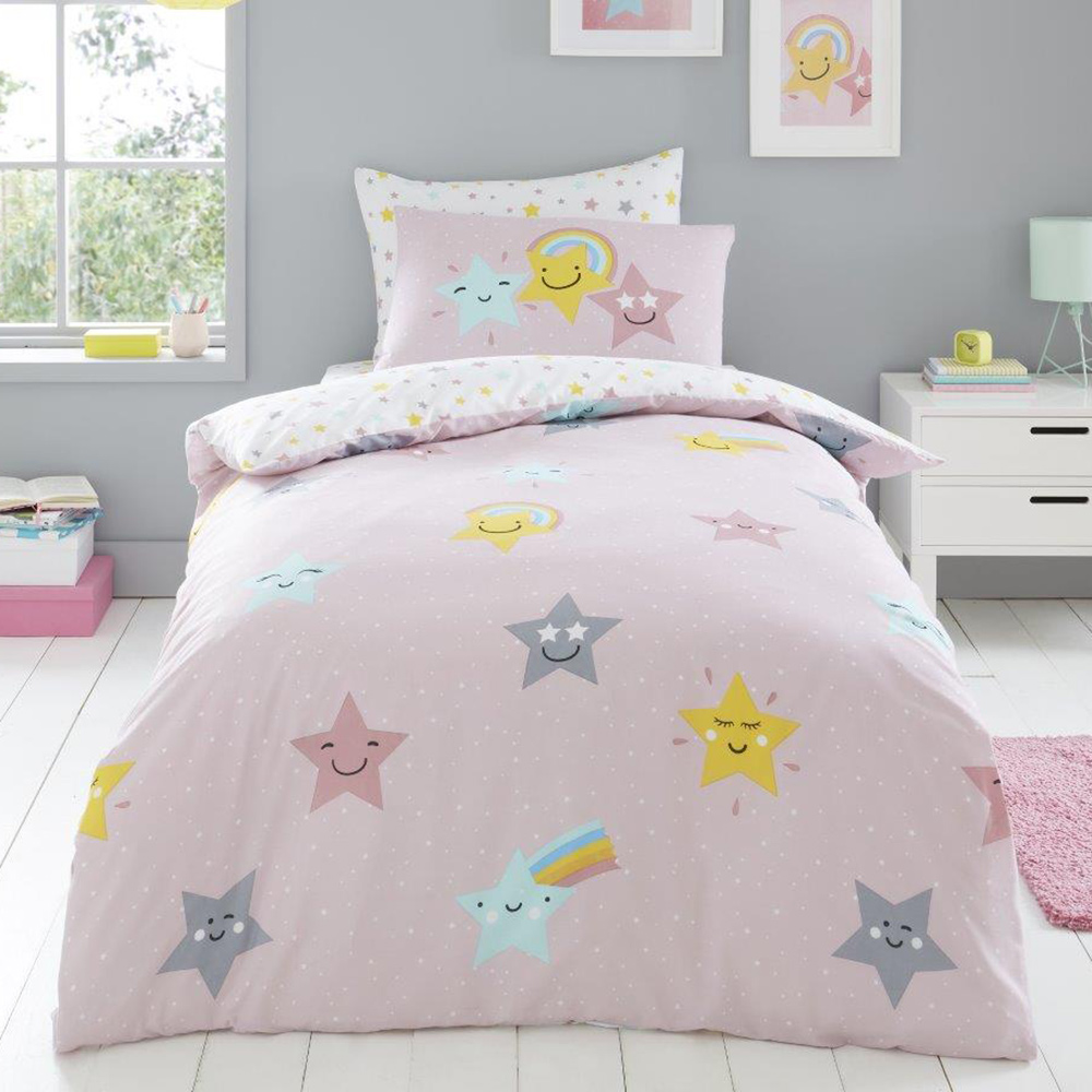 Hello Star Pink Duvet Cover and Pillowcase Set
