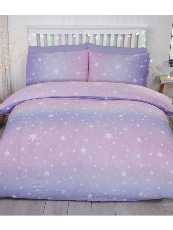 Starburst Brushed Cotton Duvet Cover Set - Blush